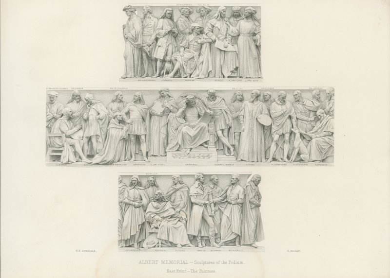 Skulpturen auf dem Podium des Albert Memorial von Henry Hugh Armstead