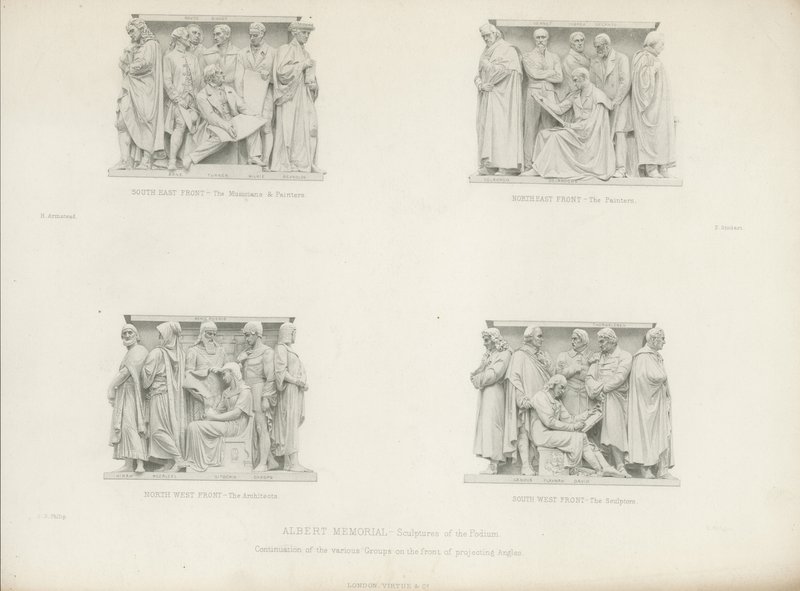 Skulpturen auf dem Podium des Albert Memorial von Henry Hugh Armstead