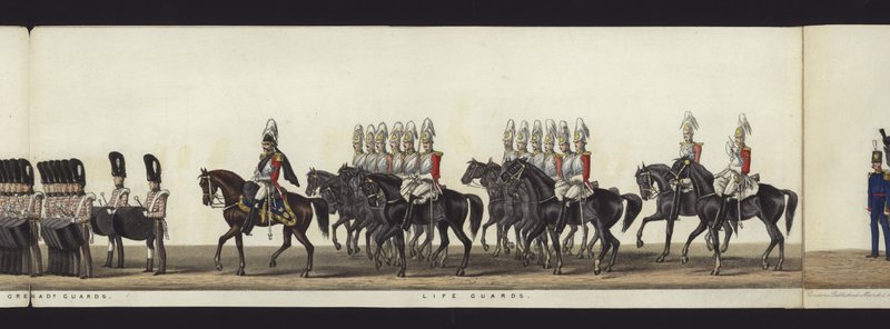 Teil der Panoramadarstellung des gesamten Trauerzugs von Arthur, Herzog von Wellington von Henry Jr and Sala Alken