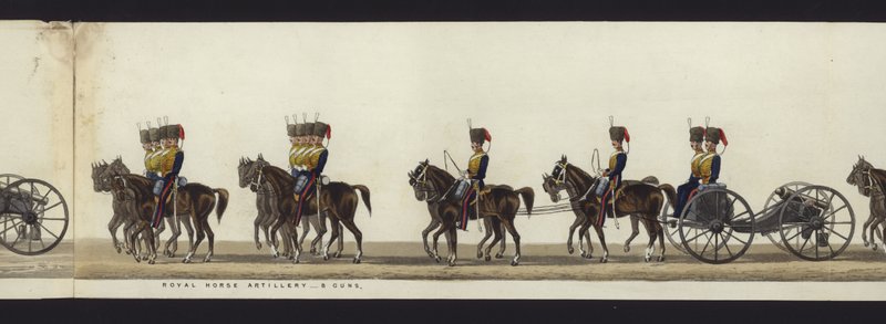 Teil der Panoramansicht des gesamten Trauerzugs von Arthur, Herzog von Wellington von Henry Jr and Sala Alken