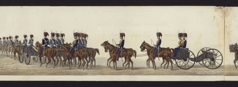 Teil der Panoramansicht des gesamten Trauerzugs von Arthur, Herzog von Wellington von Henry Jr and Sala Alken