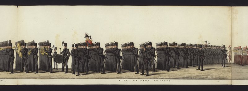 Teil der Panoramansicht des gesamten Trauerzugs von Arthur, Herzog von Wellington von Henry Jr and Sala Alken