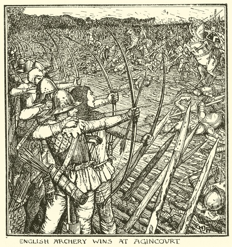 Englische Bogenschützen gewinnen bei Agincourt von Henry Justice Ford