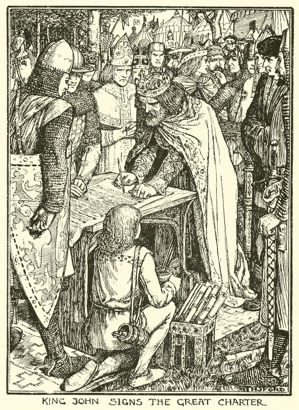 Magna Carta. König Johann unterzeichnet die Große Charta von Henry Justice Ford