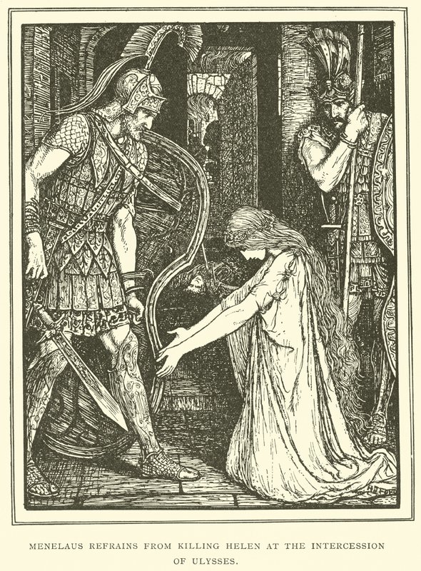 Menelaos verzichtet auf die Tötung von Helena auf Bitten von Odysseus von Henry Justice Ford