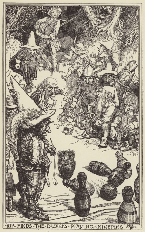 Rip findet die Zwerge beim Kegeln von Henry Justice Ford