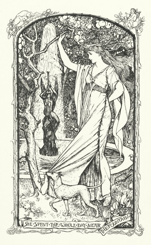 Sie verbrachte den ganzen Tag in der Nähe des Brunnens (Gravur) von Henry Justice Ford