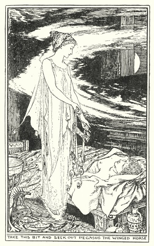 Nimm dieses Stück und suche Pegasus, das geflügelte Pferd (Lithografie) von Henry Justice Ford
