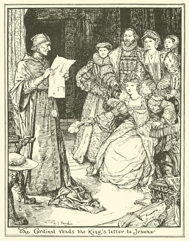 Der Kardinal liest Jeanne den Brief des Königs vor von Henry Justice Ford