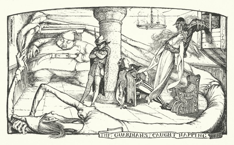 Die Wächter werden beim Schlafen erwischt (Gravur) von Henry Justice Ford