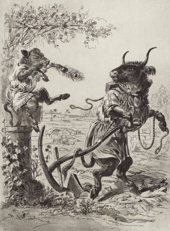 Die Fabeln des Äsop: Das mutwillige Kalb (Lithografie) von Henry Louis Stephens