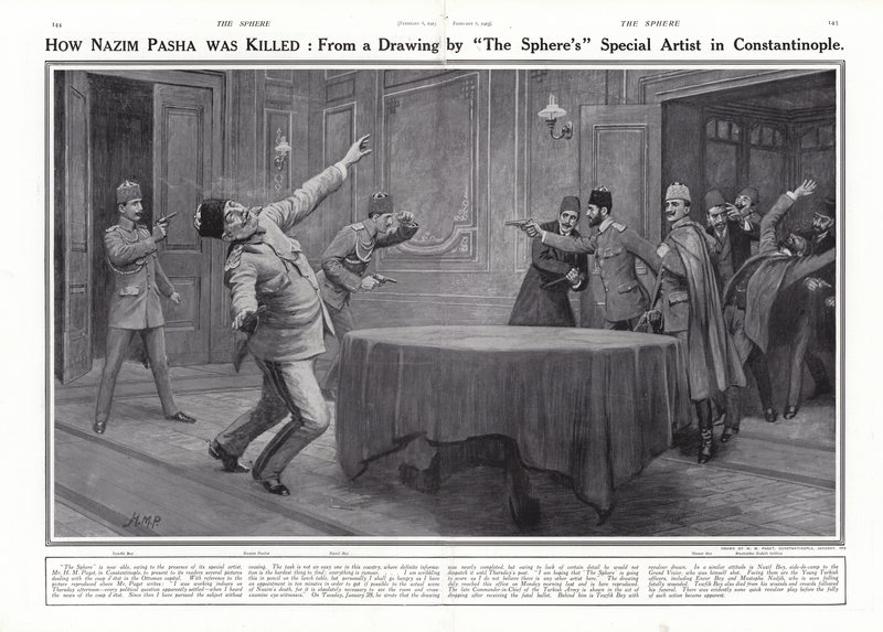 Ermordung von Nazim Pascha durch die Jungtürken, Konstantinopel, 23. Januar 1913 von Henry Marriott Paget