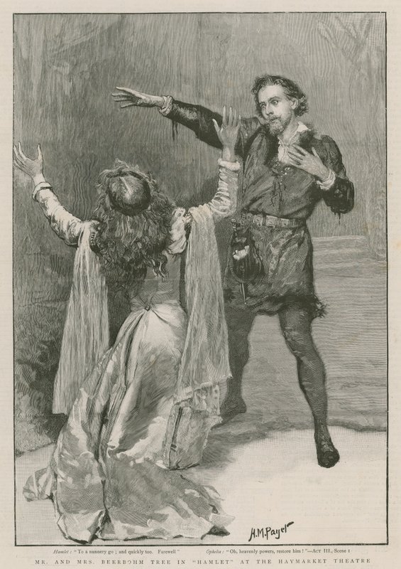 Mr und Mrs Beerbohm Tree in Hamlet im Haymarket Theatre (Gravur) von Henry Marriott Paget