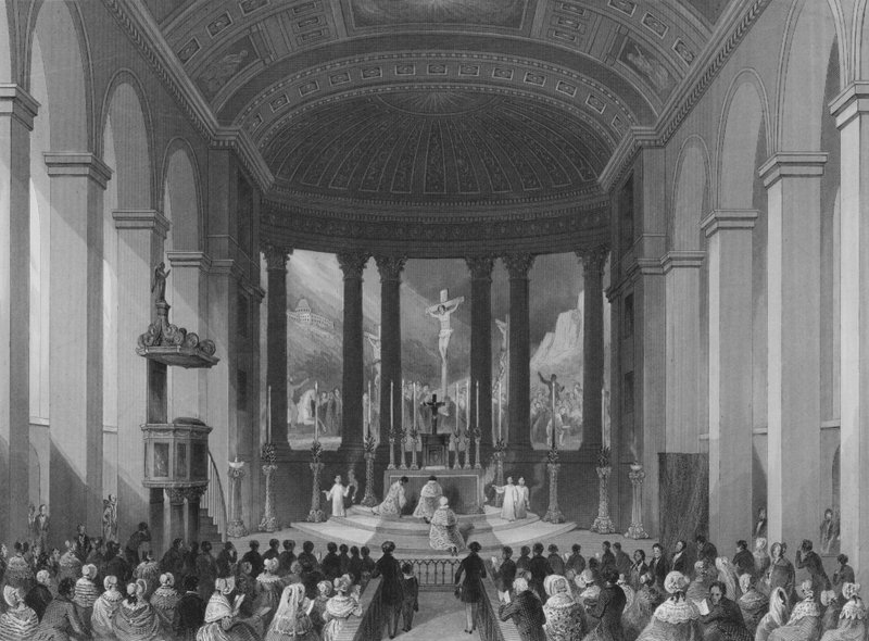 Feier der Hochmesse am Weihnachtstag, römisch-katholische Kapelle, Moorfields, London von Henry Melville