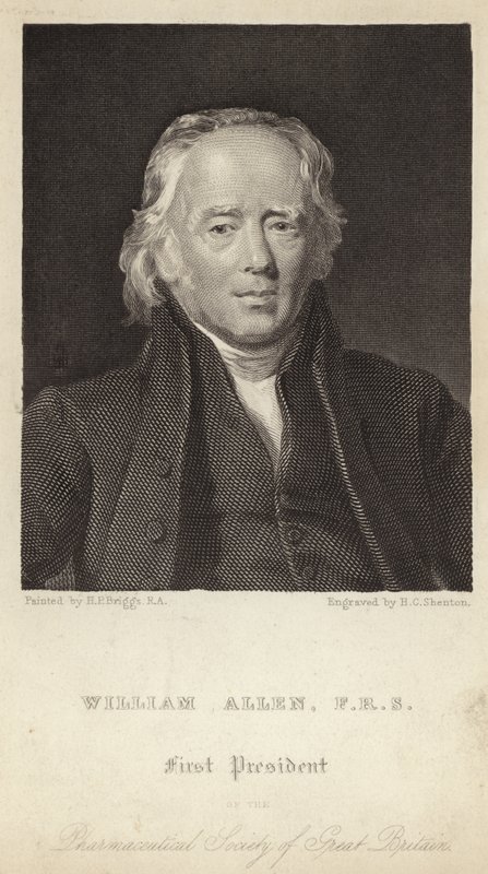 William Allen - Erster Präsident der Pharmaceutical Society of Great Britain (1770-1843) (Gravur) von Henry Perronet (after) Briggs