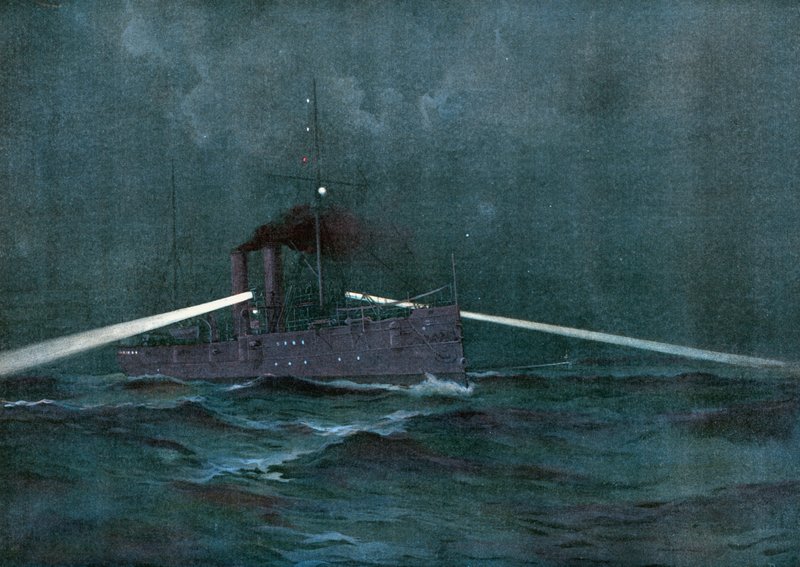 Durchsetzung der Neutralitätsgesetze mit Spanien, der Kreuzer Montgomery und das Kanonenboot Annapolis patrouillieren in kubanischen Gewässern auf der Suche nach einem Filibusterschoner von Henry Reuterdahl