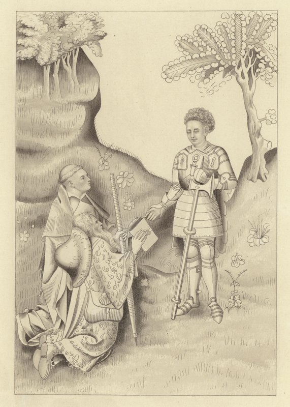 John Lydgate, präsentiert sein Buch dem Earl of Salisbury von Henry Shaw