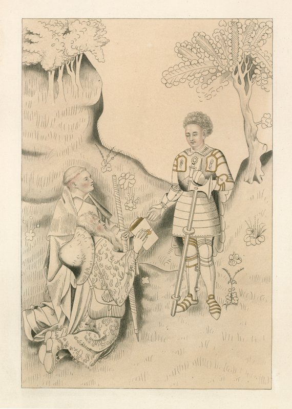 Lydgate überreicht sein Buch dem Earl of Salisbury von Henry Shaw