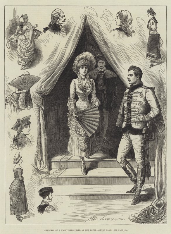 Skizzen bei einem Kostümball in der Royal Albert Hall von Henry Stephen Ludlow
