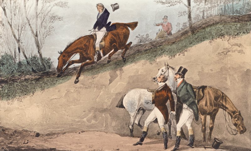 Mytton nimmt einen Tropfen "so hoch wie ein Haus" von Henry Thomas (after) Alken