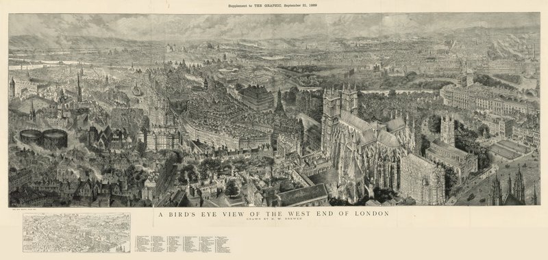 Vogelperspektive des Westends von London von Henry William Brewer