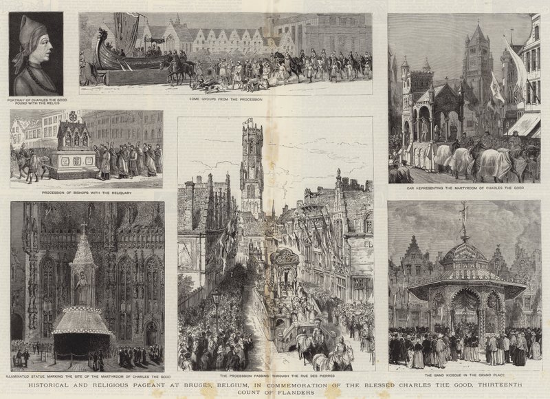 Historische und religiöse Prozession in Brügge, Belgien, zur Erinnerung an den seligen Karl den Guten, den dreizehnten Grafen von Flandern von Henry William Brewer