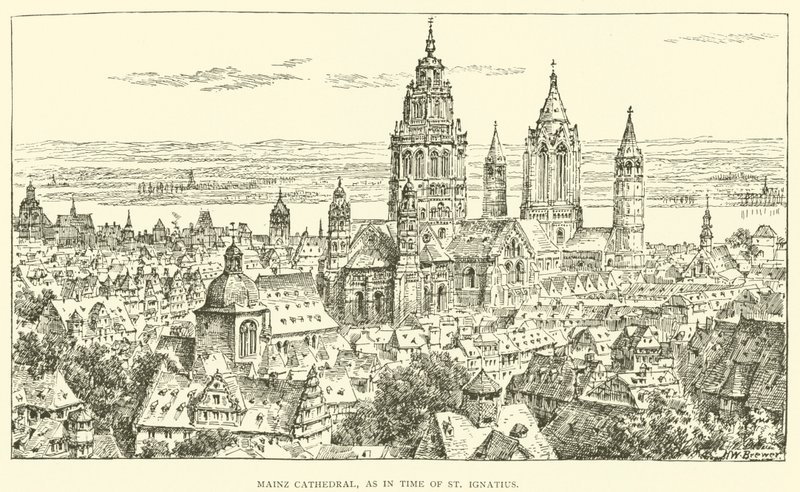 Mainzer Dom, wie zur Zeit von St. Ignatius (Gravur) von Henry William Brewer