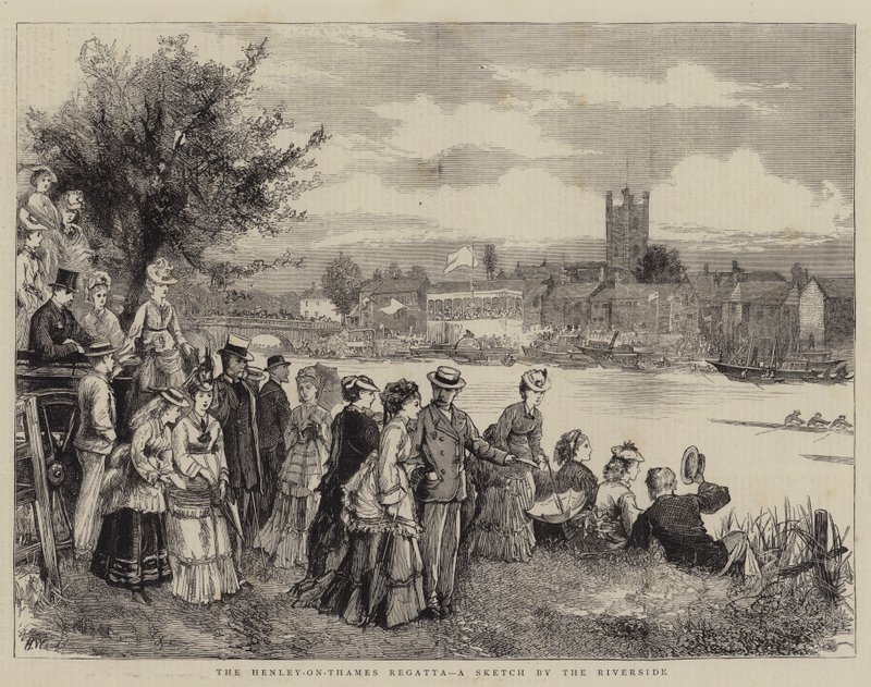 Die Henley-on-Thames Regatta, eine Skizze am Flussufer von Henry Woods