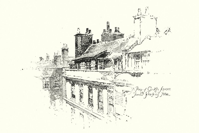Ein Blick auf Gough Square, London, von Dr. Johnsons Dachboden von Herbert (after) Railton