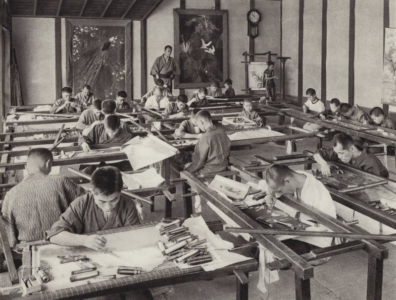 Japan in den 1920er Jahren: Stickereischule in Kyoto von Herbert Ponting