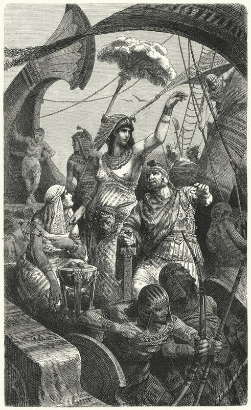 Cleopatra während der Schlacht von Actium, 31 v. Chr. von Hermann Vogel