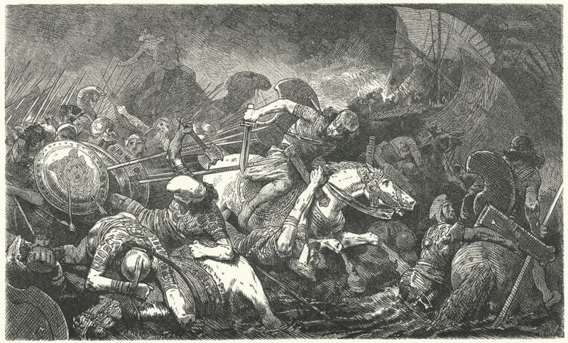 Flucht der Perser nach der Schlacht von Marathon, 490 v. Chr. von Hermann Vogel