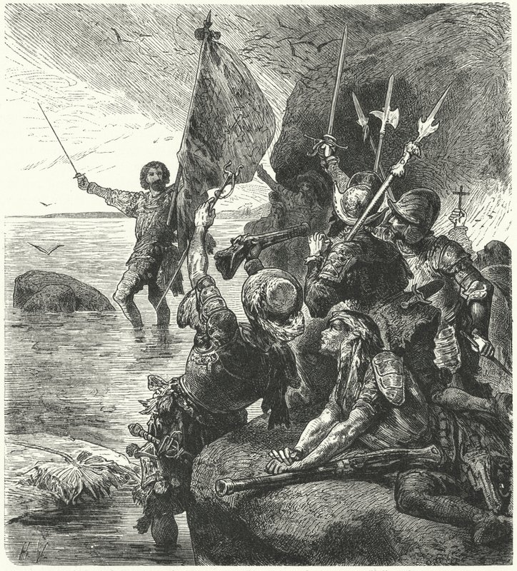 Vasco Nunez de Balboa beansprucht den Pazifischen Ozean für Spanien, 1513 von Hermann Vogel