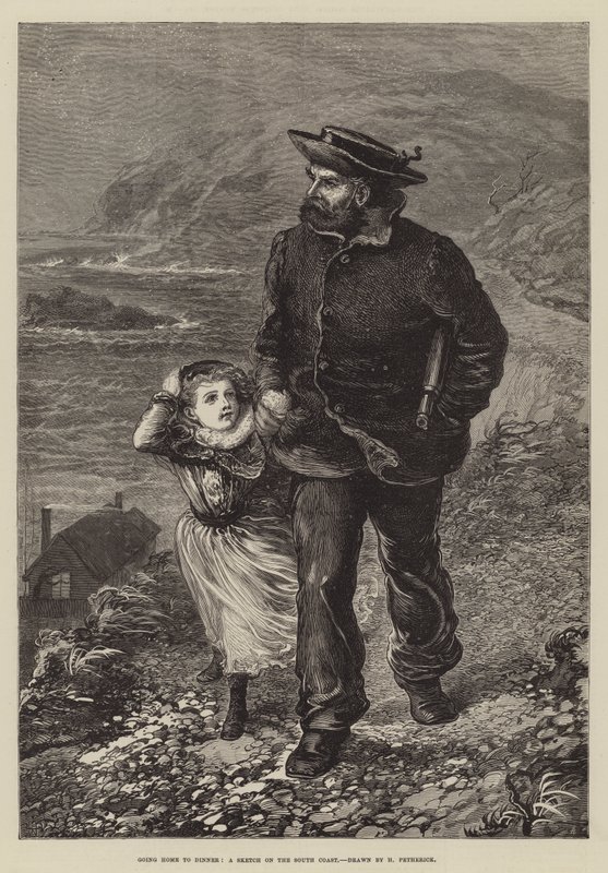 Nach Hause zum Abendessen, eine Skizze an der Südküste von Horace Petherick