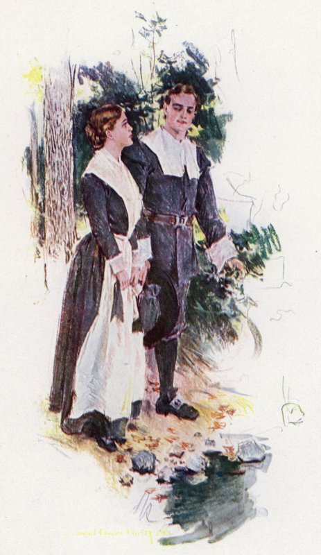 Illustration für Die Brautwerbung von Miles Standish von Henry Wadsworth Longfellow von Howard Chandler (after) Christy