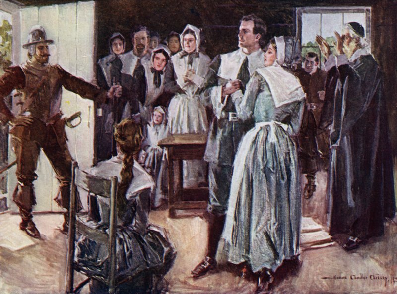 Illustration für The Courtship of Miles Standish von Henry Wadsworth Longfellow von Howard Chandler (after) Christy