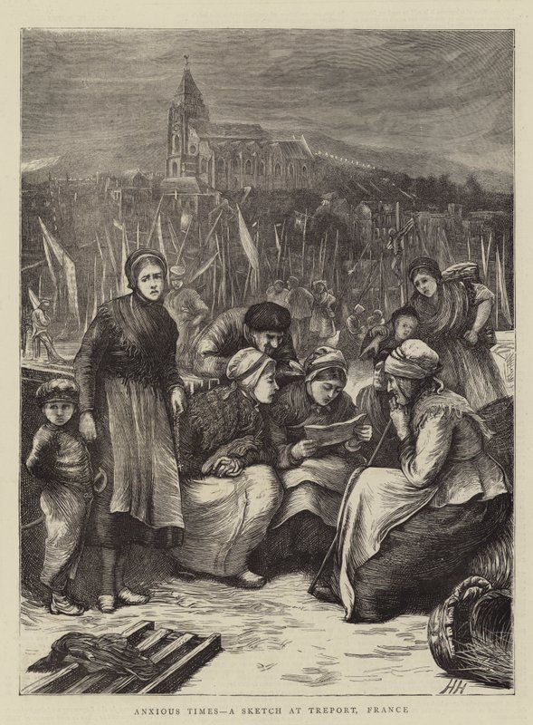 Besorgte Zeiten, eine Skizze in Treport, Frankreich von Hubert von Herkomer