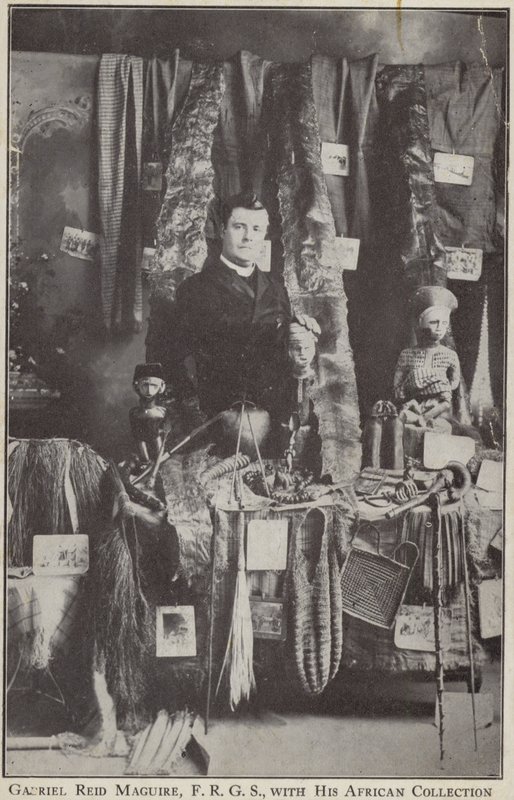 Gabriel Reid Maguire, irischer Entdecker, mit seiner afrikanischen Sammlung von Irish Photographer