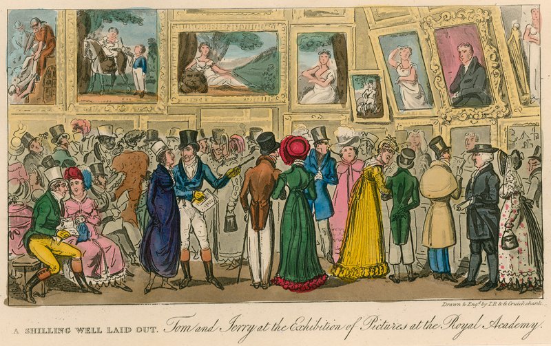 Ein gut ausgegebener Schilling: Tom und Jerry auf der Ausstellung der Bilder in der Royal Academy von Isaac, Robert and George Cruikshank