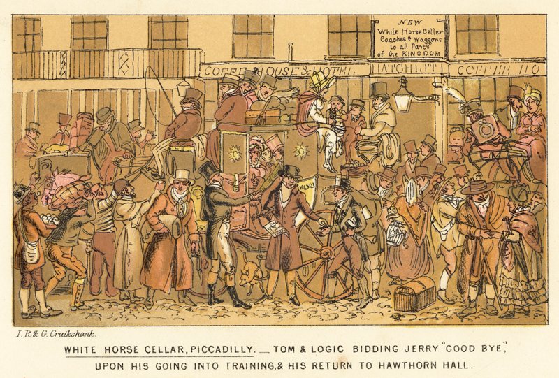 White Horse Cellar, Piccadilly von Isaac, Robert and George Cruikshank