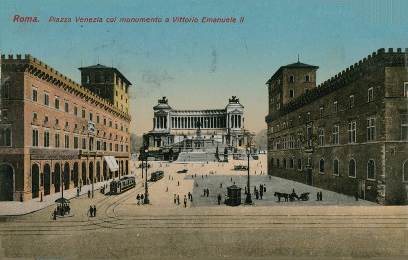 Piazza Venezia und Denkmal für König Viktor Emanuel II. von Italien, Rom. Postkarte von 1913. von Italian Photographer