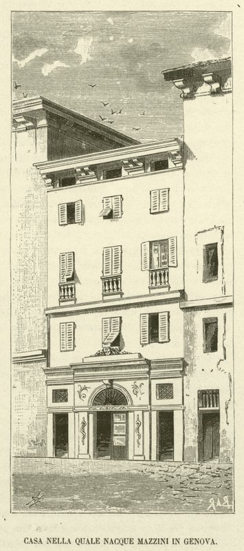 Casa Nella Quale Nacque Mazzini in Genua (Gravur) von Italian School