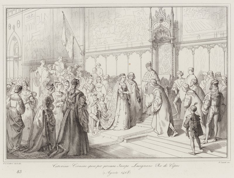 Caterina Cornaro heiratet per Stellvertreter Jacopo Lusignano, König von Zypern von Italian School