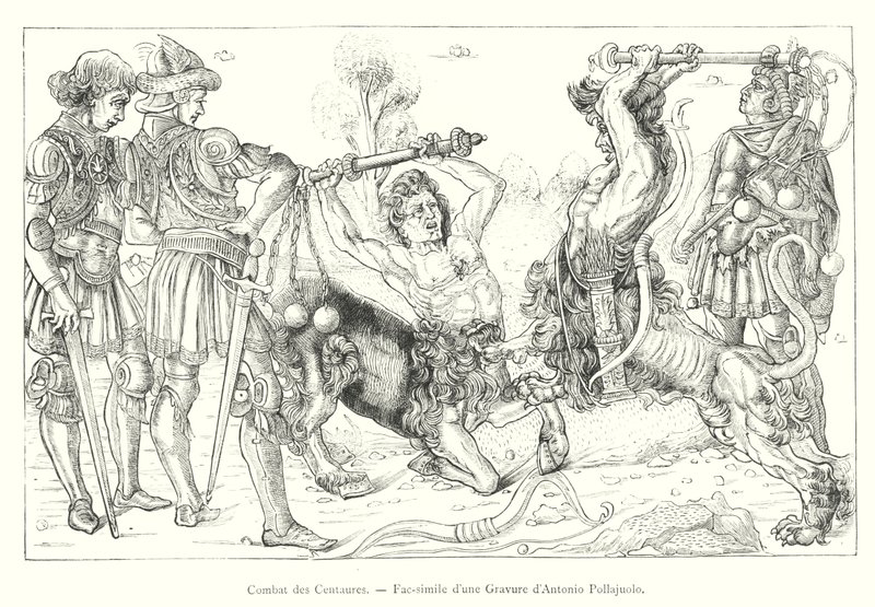 Kampf der Kentauren, Faksimile einer Gravur von Antonio Pollajuolo (Gravur) von Italian School