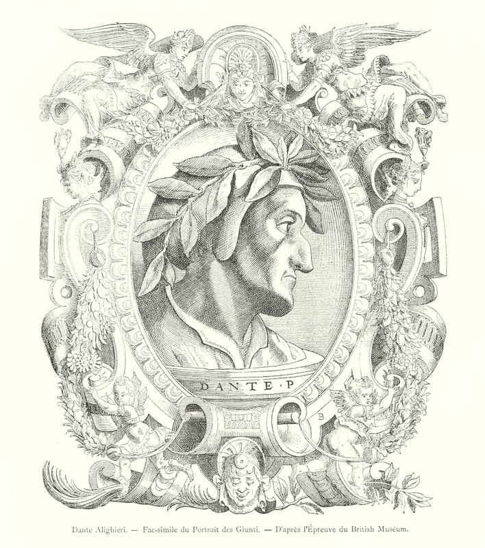 Dante Alighieri, Faksimile des Porträts der Giunti, nach dem Exemplar des British Museum von Italian School