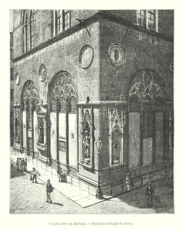 Fassade von Orsanmichele, Blick vom Winkel des Corso (Gravur) von Italian School