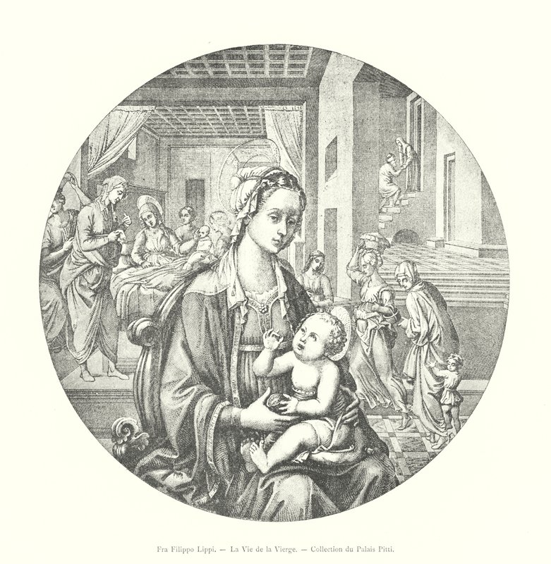 Fra Filippo Lippi, Das Leben der Jungfrau, Sammlung des Palazzo Pitti (Gravur) von Italian School