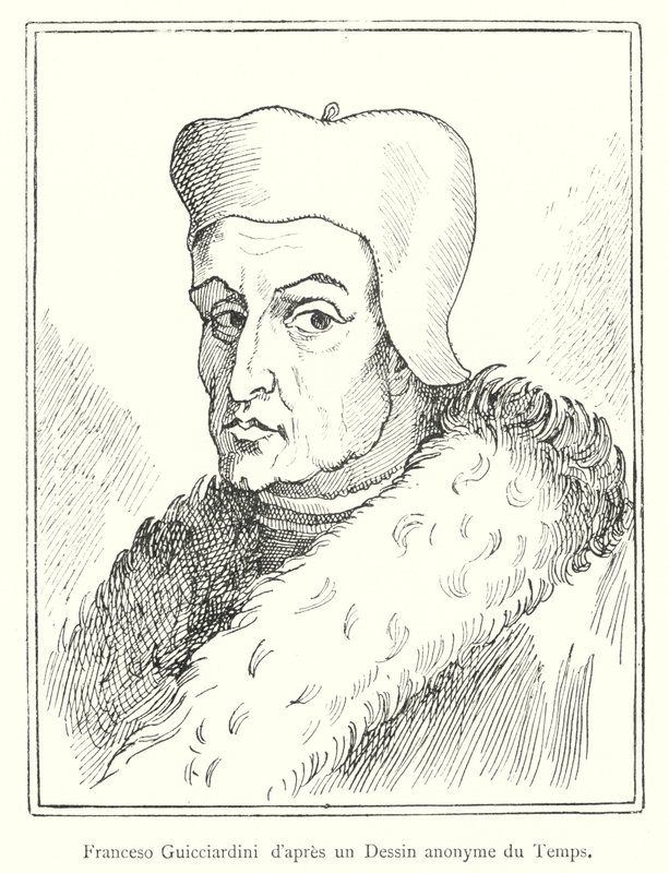 Francesco Guicciardini nach einer anonymen Zeichnung der Zeit (Gravur) von Italian School