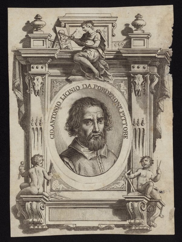 Giovanni Antonio de Sacchis, auch bekannt als Il Pordenone und Giovanni Antonio Licinio. Gravur von Giorgio Vasari von Italian School