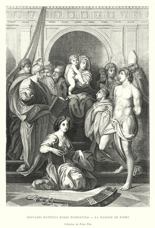 Giovanni Battista Rosso Fiorentino, La Madone de Rosso, Sammlung des Palazzo Pitti (Gravur) von Italian School